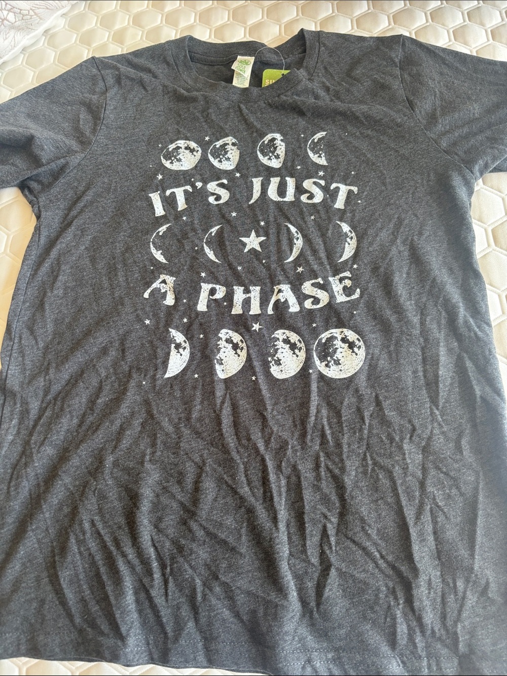 Soul Flower Woman’s Dark Gray 'It's Just a Phase' Moon Graphic Tee